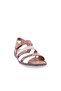 320-23Y Women's Row Banded Velcro Sandals Genuine Leather Tan Garni - 2