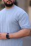 Baby Boy Blue Crew Neck Knitted T-Shirt - 3
