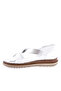 300-23Y Women's Cross Strap Velcro Sandals Genuine Leather White Silver - 3