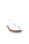 300-23Y Women's Cross Strap Velcro Sandals Genuine Leather White Silver - 2