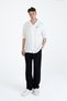 Relax Fit Relaxed Fit Short Sleeve Linen Blended Chest Embroidered Apaj Collar Sports Men's Shirt - 6