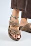 Alexa Women's Leather Genuine Leather Double Buckle Platform Mink Slippers - 5