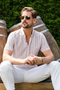 Striped 100% Cotton Slim Fit Short Sleeve Shirt Men Shirt Cf23s116097