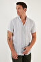 Striped 100% Cotton Slim Fit Short Sleeve Shirt Men Shirt Cf23s116097 - 2