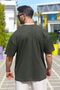 Men's Khaki Combed Cotton 10O Cotton Oversize Relaxed Cut Short Sleeve T-Shirt - 4