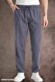 Summer Linen Trousers Raw Fabric Sweatpants Elastic Waist Unisex Comfortable Fit (Koyuantrasit)