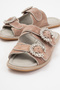 Women's Stone Banded Slippers - Real Sünün 8069 Mink Model - 3