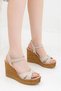 Women's Cross-Strapped Straw Look Wedge Heeled Sandals - 3