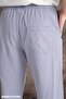 Summer Linen Trousers Raw Fabric Sweatpants Elastic Waist Unisex Comfortable Fit Raw Fabric Bottom Sweatpants (Light Blue) - 3