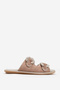 Women's Stone Banded Slippers - Real Sünün 8069 Mink Model