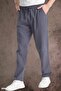 Summer Linen Trousers Raw Fabric Sweatpants Elastic Waist Unisex Comfortable Fit (Koyuantrasit) - 4