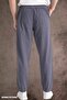 Summer Linen Trousers Raw Fabric Sweatpants Elastic Waist Unisex Comfortable Fit (Koyuantrasit) - 5