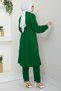 Summer Double Breasted Collar Trench Coat Double Suit Emerald Green Hm2703 - 5