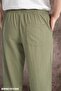 Summer Linen Trousers Raw Fabric Sweatpants Elastic Waist Unisex Comfortable Fit (Khaki) - 7