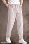 Summer Linen Trousers Raw Fabric Sweatpants Elastic Waist Unisex Comfortable Fit (Cream) - 6
