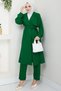 Summer Double Breasted Collar Trench Coat Double Suit Emerald Green Hm2703
