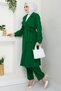 Summer Double Breasted Collar Trench Coat Double Suit Emerald Green Hm2703 - 3