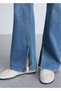 Mid-waist slit straight-cut jeans - 5