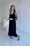Organza Tulle Polka Dot Sleeve Black Dress - 2