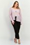 Women Tie Neck Striped Cardigan, Lavender - 3