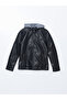 Nevavm Slim Fit Hooded Men's Leather Look Jacket with a Difference - 6