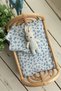 Mini Blue Flower Designed Breathable Organic Muslin Cover for Babies with 2 Pcs of Wipes Gift - 3