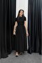 Black Debose Short Sleeve Dress