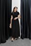 Black Debose Short Sleeve Dress - 3