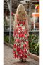 Red Floral Patterned Lace Detailed Skirt Crop Set - 6