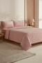 Josef Striped Satin Double Duvet Cover Set Powder - 2