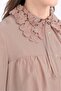 Mink-Fishtail Collar Detailed Shirred Shirt - 5