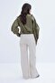 Stone-Lycra Wide Leg Gabardine Trousers - 4
