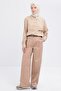 Mink-Pleated Lycra Wide Leg Trousers