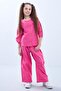 Wide leg seasonal girl's linen set pink