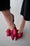 Helen Bow Detailed Satin Women's Stiletto- Bordo