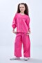 Wide leg seasonal girl's linen set pink - 2