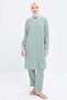 Mint-Ribbed Slit Modal Trousers Suit