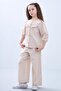 Wide leg seasonal girl's linen suit beige - 5