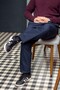 Men's Navy Blue Flexible Comfortable Fabric Elastic Waist Lace up Straight Leg Jogger Pants 25Epntjasr - 6
