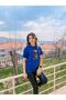 Cute Teddy Bear Relax Bear Design Stylish Printed 100% Cotton Regular Fit Crew Neck Blue T-Shirt - 2