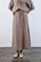 Women's Elastic Waist Double Breasted Long Skirt with Front Pocket 3264 - 3