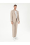Light Brown Slim Fit Linen Blended Pleated Trousers 50306716-Vr002 - 3