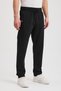 Black Men's Zippered Pocket Embroidery Detailed Straight Leg Relaxed Cut Casual Sweatpants - 3