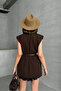 Women's Loose Belt Sleeveless Blazer Jacket Nbg076 - 6