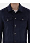 Navy Blue Shirt Collar Faux Leather Jacket 50312346-200 - 7