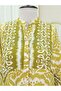 Half Button Stand Collar Piece Dress -Mustard - 3