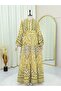 Half Button Stand Collar Piece Dress -Mustard