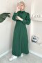 Buttoned Long Khaki Dress Ma333 - 3