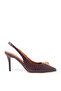 Red High Heeled Snakeskin Patterned Slingback Shoes