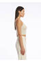 V-Neck Beige Crop Knitwear Top - 3